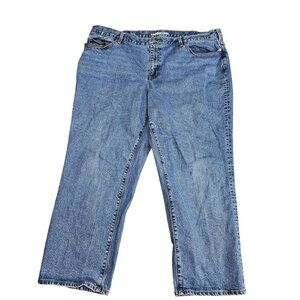 Lands' End High Rise Straight Leg Jeans Womens 22W Blue Med Wash Denim